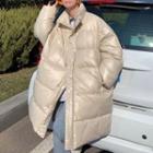 Stand Collar Padded Zip-up Long Coat