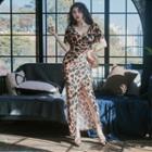 Leopard Print Slit Maxi Bodycon Dress