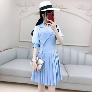 Collard Short-sleeve A-line Dress