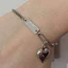 Alloy Heart Bracelet 0732a - Silver - One Size