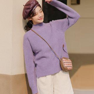 Split Side Mock-neck Sweater