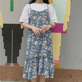 Floral Print Ruffle Trim Dress