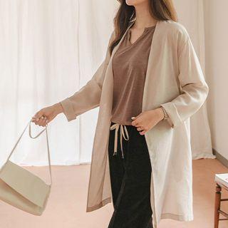 Pocket-side Long Robe Cardigan
