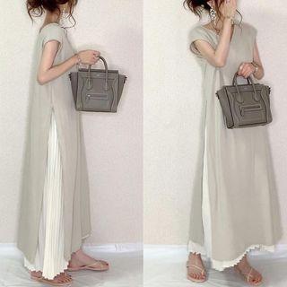 Set: Sleeveless Maxi Dress + Pleated Skirt Gray - One Size