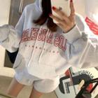 Set: Lettering Hoodie + Shorts Set Of 2 - Hoodie & Shorts - Gray - One Size