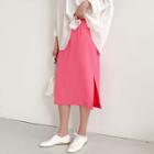 Band-waist H-line Midi Skirt Black - One Size