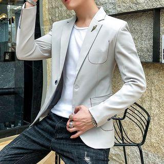 Contrast Stitching Single-button Blazer