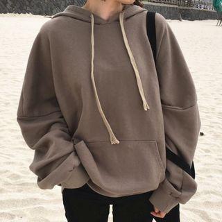 Drawstring Hoodie / Midi Plain Shirtdress