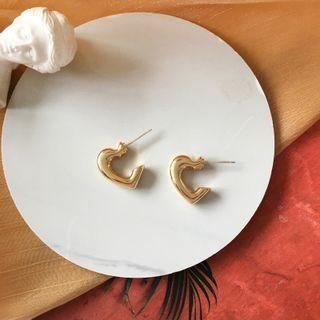 Heart Alloy Earring 1 Pair - Stud Earrings - Gold - One Size