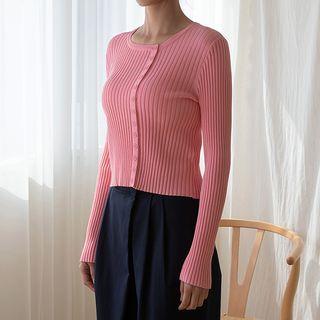 Button-detail Cropped Knit Cardigan