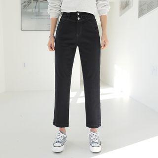 Double-button Stitched Baggy Jeans