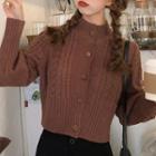 Cable-knit Buttoned Cropped Cardigan
