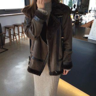 Belted Faux-fur Lined Jacket