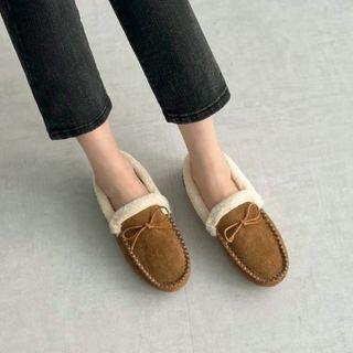Ribbon Faux-shearling Moccasins
