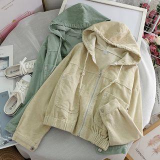 Corduroy Hooded Cargo Long-sleeve Jacket