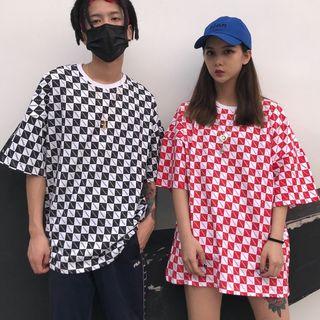 Couple Matching Check Short-sleeve T-shirt