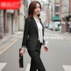 Single-button Blazer / Dress Pants / Chiffon Blouse / Set