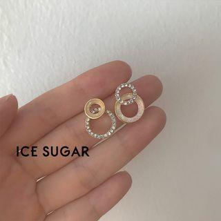 925 Sterling Silver Rhinestone Hoop Earring 1 Pair - 925 Silver Earrings - As Shown In Figure - One Size