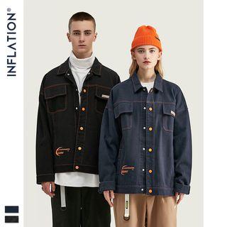 Couple Drop-shoulder Stitched Denim Jacket