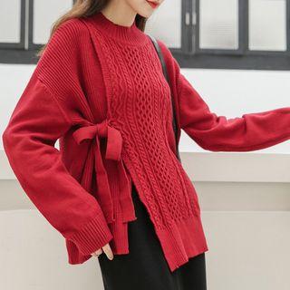 Tie-front Asymmetric Sweater