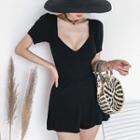 Cut-out Short-sleeve Swimdress