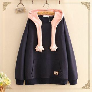 Cartoon Print Applique Hoodie