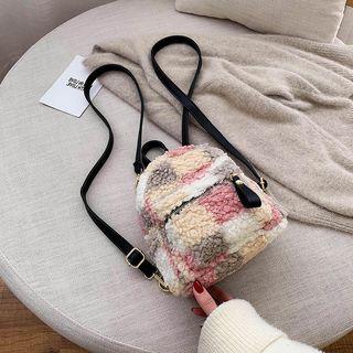 Furry Plaid Backpack
