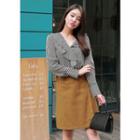 Long-sleeve Ruffle-front Stripe Top