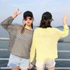 Striped Long-sleeve See-through T-shirt
