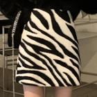 High-waist Zebra Print A-line Mini Skirt