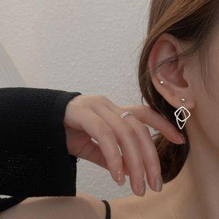 Hoop Ear Stud 1 Pair - 925 Silver - Silver - One Size