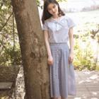 Set: Tie-neck Blouse + A-line Skirt