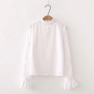 Frilled Neck Bell-sleeve Blouse