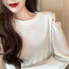 Asymmetric Long-sleeve Grommet T-shirt