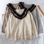 Layer-collar Loose-fit Knit Top
