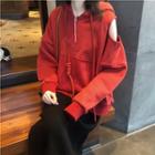 Loose-fit Off-shoulder Zip Hoodie