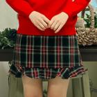 Frilled Tartan Plaid Miniskirt