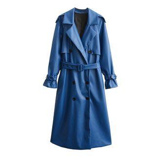 Double-breasted Faux Leather Midi Jacket