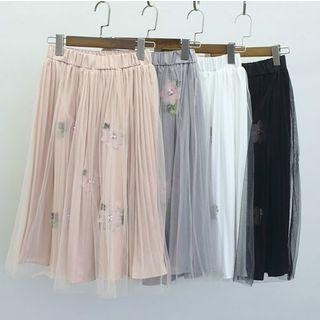 Flower Applique Long Skirt