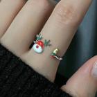 Christmas Deer Alloy Open Ring Silver - One Size