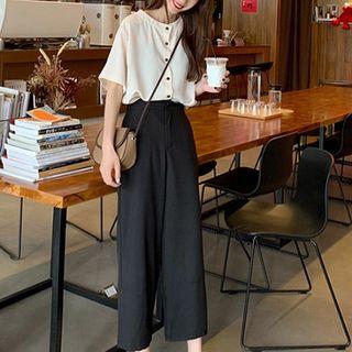 Short-sleeve Blouse / Wide-leg Pants