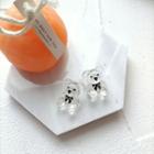 Bear Resin Earring 1 Pair - Silver Pin - Black - One Size