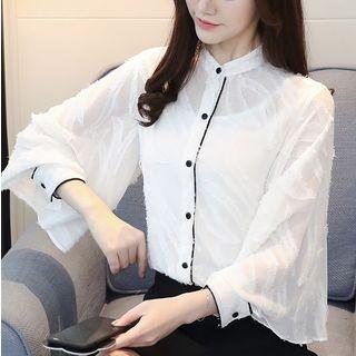 Long-sleeve Chiffon Buttoned Blouse
