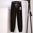 Lettering Applique Corduroy Sweatpants