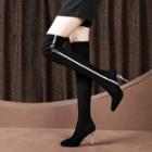 Genuine Suede Pointed Rhinestone Over-the Knee High Heel Boots