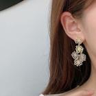 Flower Alloy Dangle Earring 1 Pair - S925 Silver Needle - Earring - Gold - One Size