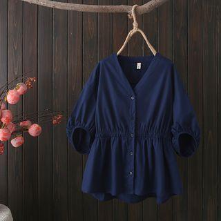 Elbow Sleeve V-neck Shirt