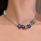 Colored Glass Daisy Necklace