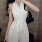 Halter Sleeveless Wide-leg Jumpsuit