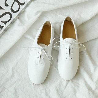 Oval-toe Lace-up Loafers